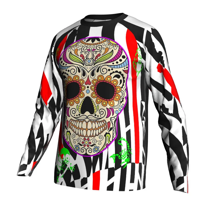

Men Shirt Clothing Long Sleeve Motocross Jersey Breathable Mexico Skull Wear Cycling Sports Camping Outdoors Unique Summer Top
