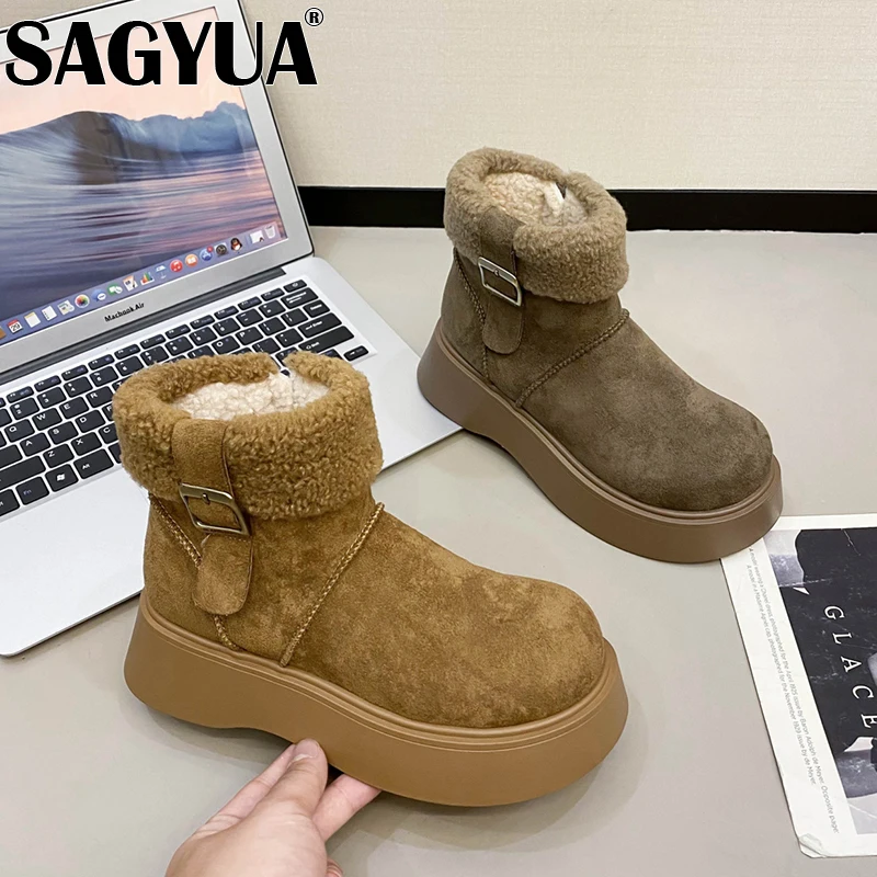 Женские зимние ботинки на меху плоской подошве обувь платформе зима 2025 года