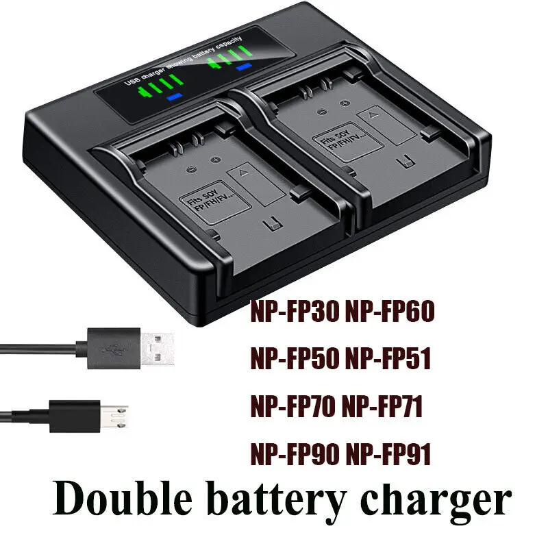

Dual Battery Charger For Sony DCR-HC19 HC20 HC21 HC22 HC23 HC24 HC26 HC30 HC32