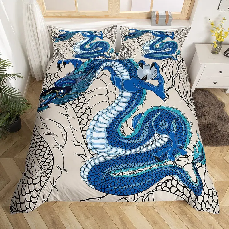 Комплект постельного белья из микрофибры с изображением дракона |