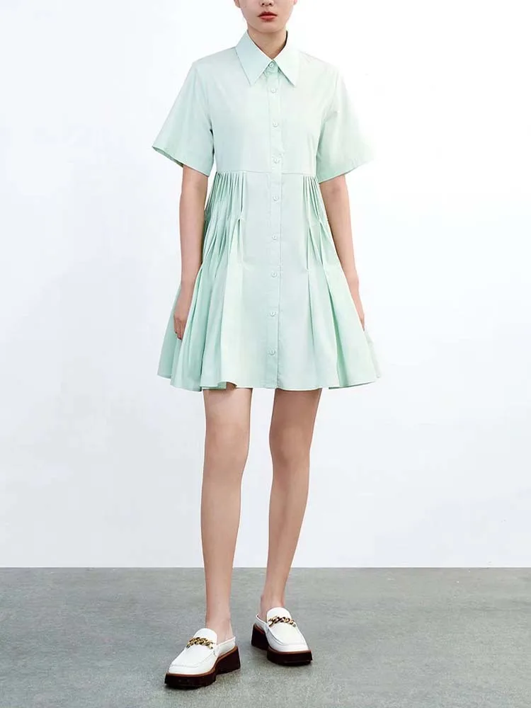 

Summer new women's fashion European and American casual versatile trendy button dress