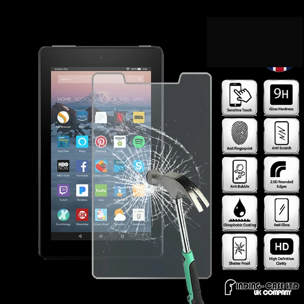 For Fire 7 (7th Gen 2017) alexa Tablet Ultra Clear Tempered Glass Screen Protector Anti-friction Proective Film