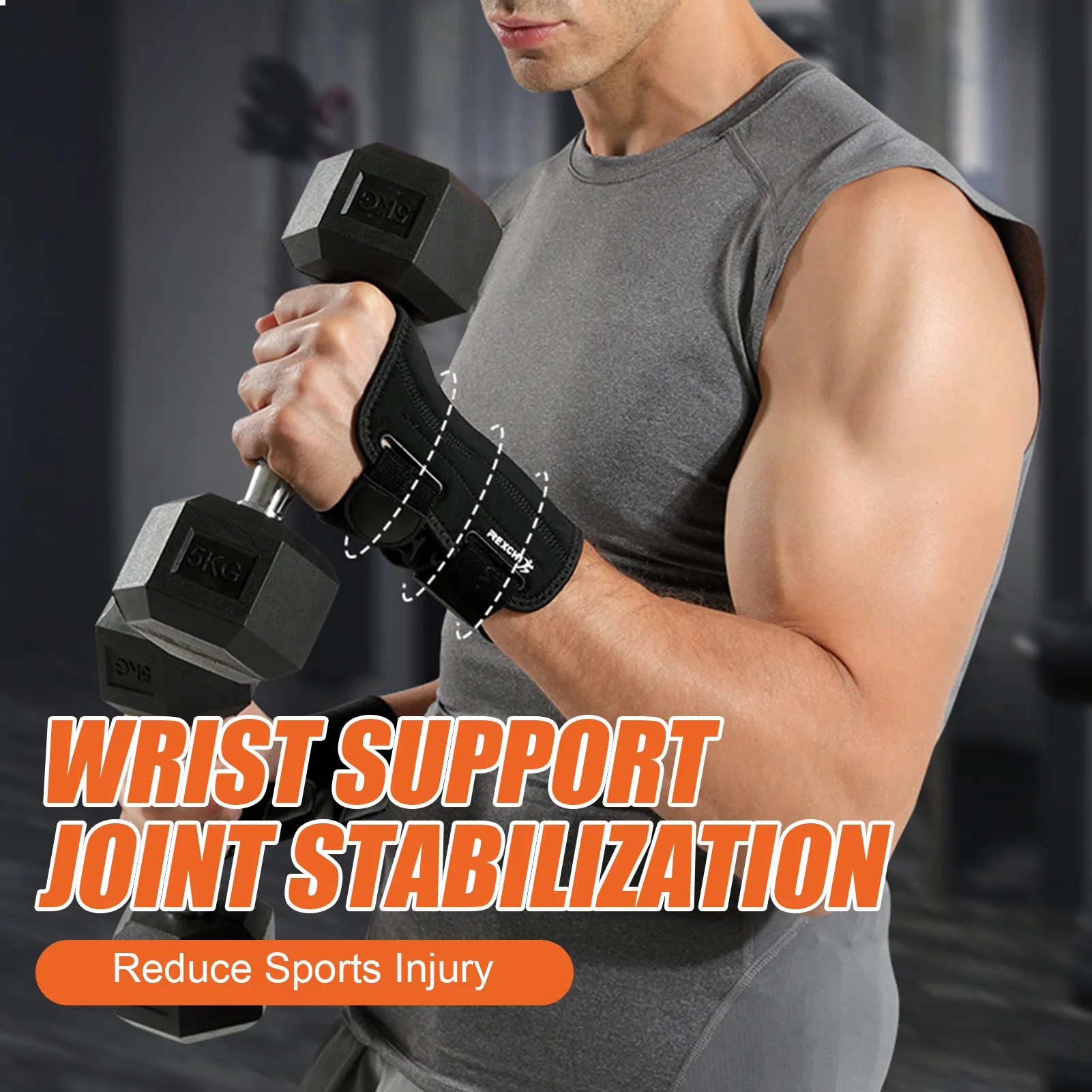 

Fitness Sportswear Wrist Brace with Dual Splint Support For Gym Sports Weightlifting Barbell Carpal Tunnel Pain Relieve