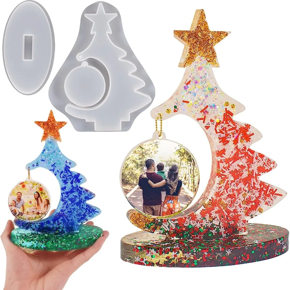 

Рождественское украшение «сделай сам», силиконовая форма для елки из хрустальной эпоксидной смолы, фоторамка, литье, домашний подарок, инструмент для изготовления украшений