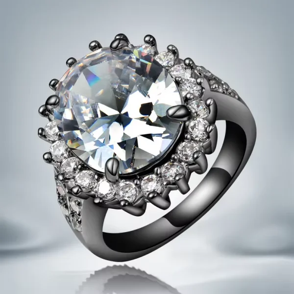 Новое женское черное кольцо с пистолетом и большим белым синим красным розовым