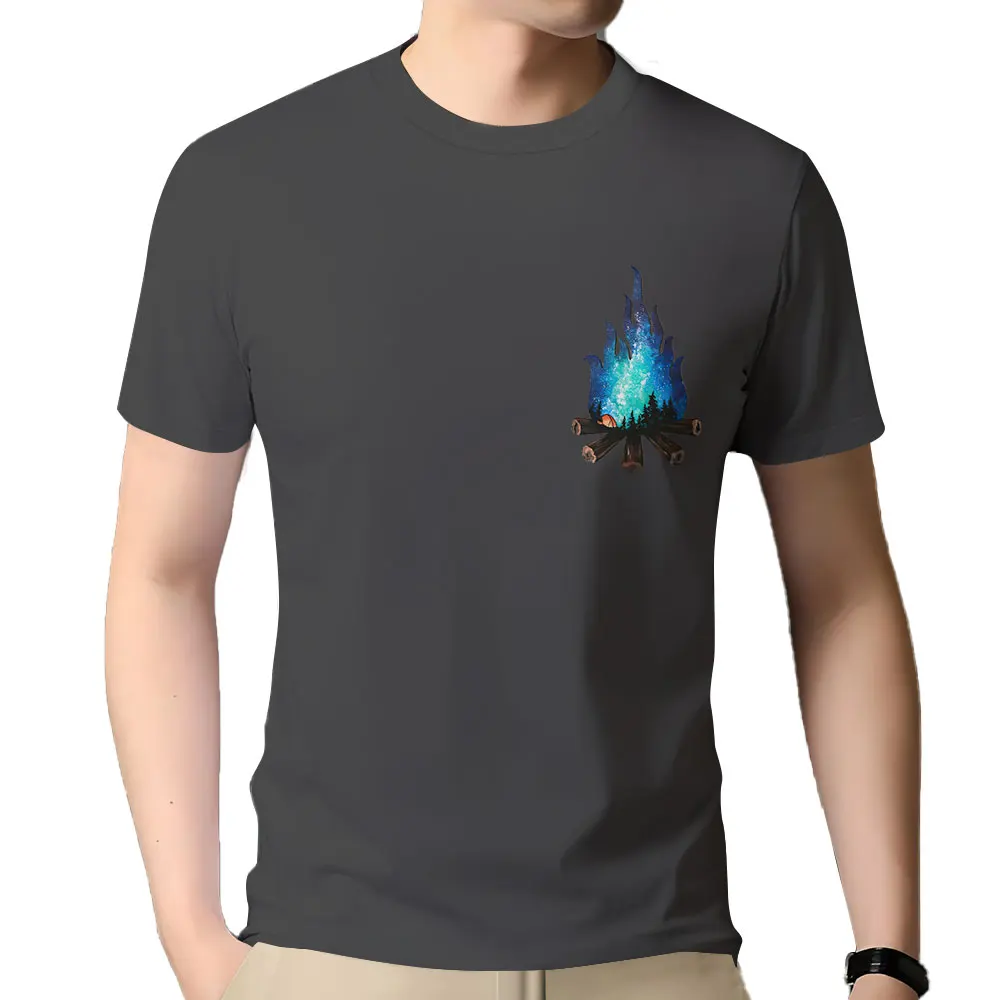 

Baoyou Men's Summer Short Sleeve T-shirt with Round Neck Fashion Print TEE Pure Cotton Extra Large Solid Loose Men's T-shirt
