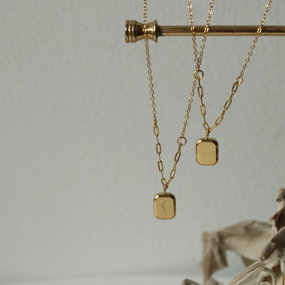 Женское двухстороннее ожерелье с кулоном из нержавеющей стали