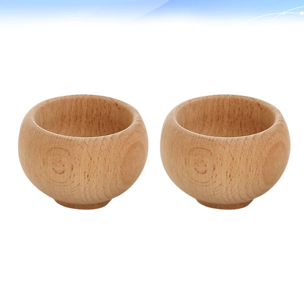 

2PCS Beech Wood Tableware Toys Safe No Tea Bowl Toys Simulated Kitchen Cutlery Teabowl Toys Funny Play House Tableware
