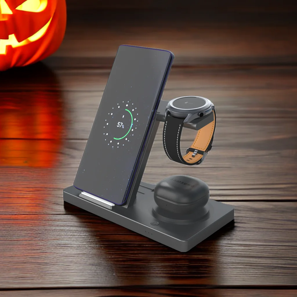 

3 in 1 Wireless Charger For iPhone 14 13 12 Apple Watch 8 7 6 5 Airpods Pro 2 3 Fast Charging Station for Samsung Galaxy Watch