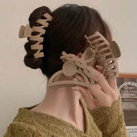1pc simple solid color hair claw clip crab beige hair clips for women girl barrette ponytail claw clip hair accessories headwear