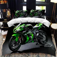 Motorcycle Rider Bed Duvet Cover  Set Queen Calico Twin Size Comforter Cover Bedding Set Single King Soft Polyester Quilt Cover