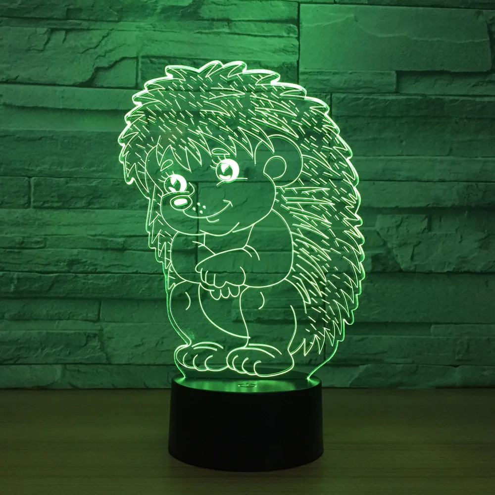 

Hedgehog Acrylic 3d Small Night Lights Colorful Remote Control Stereo Nightlight Creative Gifts 3d Led Lamp