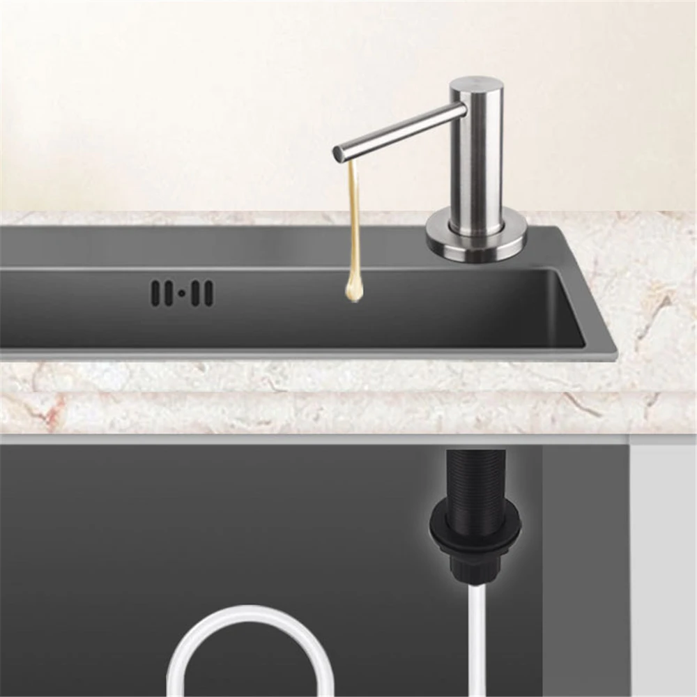 Дозатор для моющего средства кухонный диспенсер черного и золотого цвета