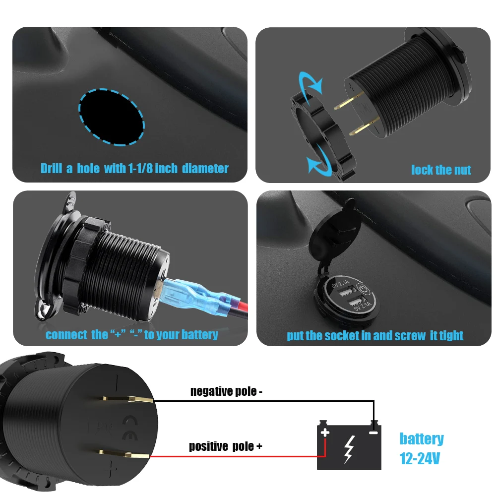 MICTUNING Модернизированное автомобильное зарядное устройство с двумя USB-портами и