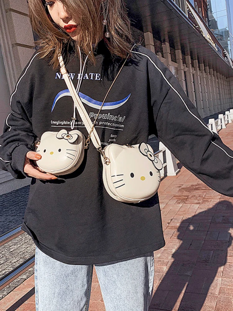 Sanrio Hello Kitty Bag Children's Small Bags Cute Cartoon Shoulder Bag Crossbody Mini Small round Bag