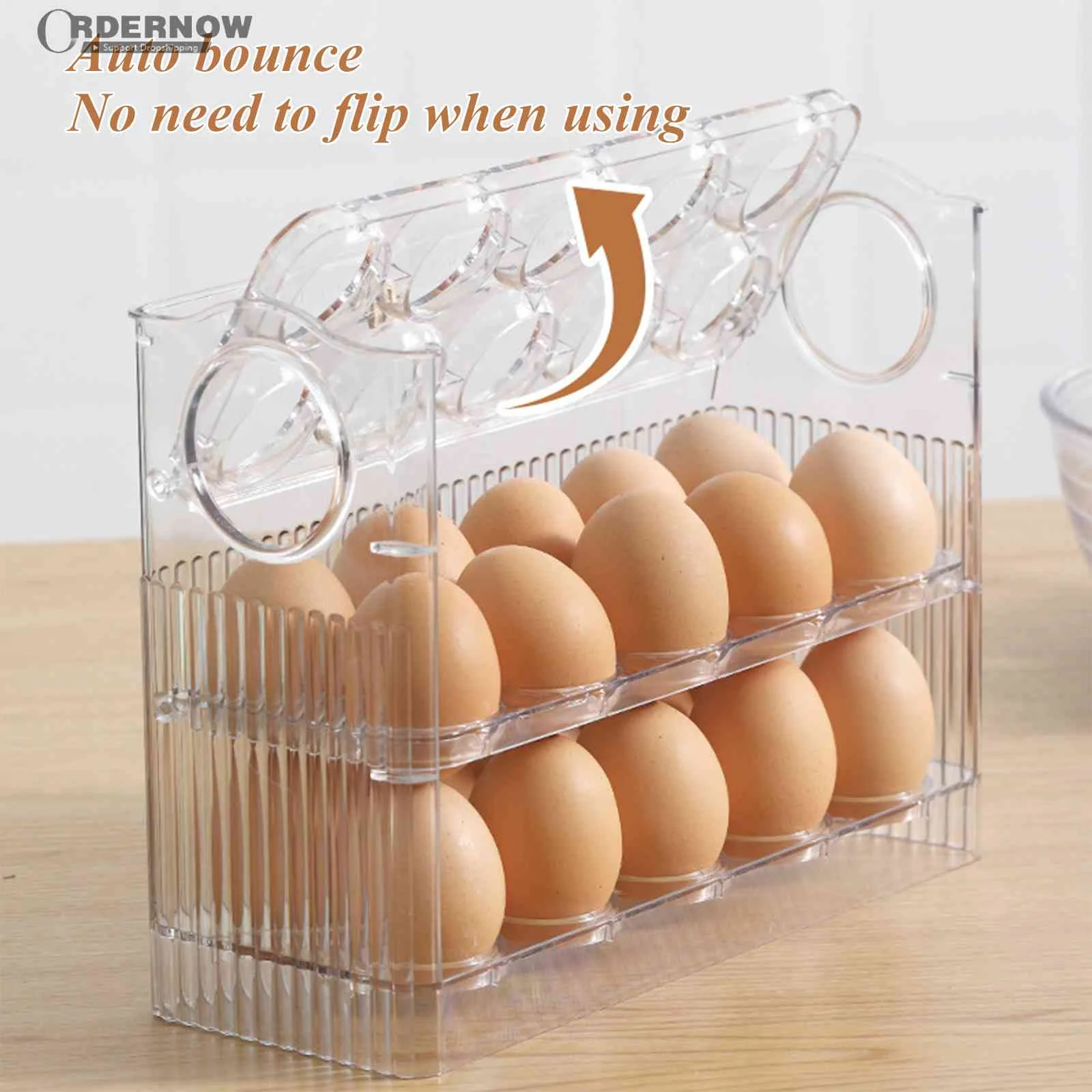 

Кухонный откидной стеллаж для хранения яиц органайзер для холодильника креативный держатель для яиц коробка для хранения еды кухонные при...