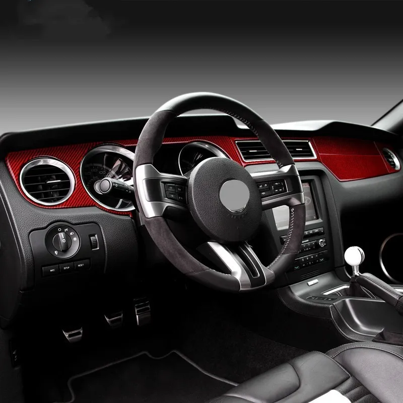 

Наклейки на приборную панель автомобиля для 2009-2013 Ford Mustang, аксессуары для интерьера, украшение каркаса инструмента из углеродного волокна