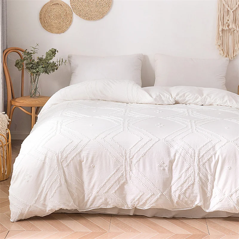 High Quality Geometric Cut Flowers Duvet Cover Set King Size Pure Color Queen Bedding Twin End Quilt Covers Pillow Case |