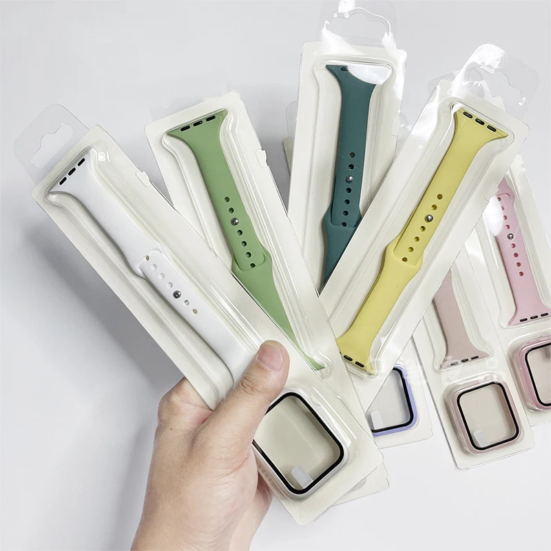 

Стекло + фото + тонкий ремешок для Apple Watch band 44 мм 40 мм 45 мм 41 мм 38 мм 42 мм, силиконовый ремешок для часов iWatch series 7 8 4 5 6 se