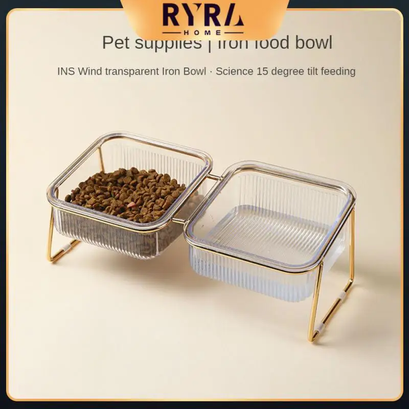 

Iron Art Cat Bowl Rose Gold Food Container Protects Cervical Neck High Foot Drinking Cat Grain Bowl Pet Accessories 1pcs
