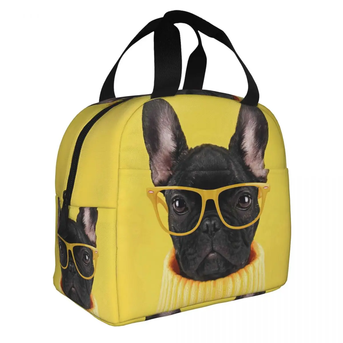 French Bulldog Puppy Lunch Bento Bags Portable Aluminum Foil thickened Thermal Cloth Lunch Bag for Women Men Boy