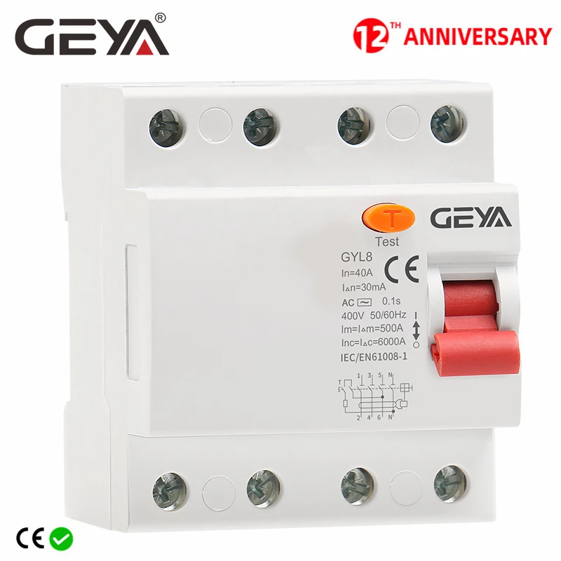 

Free Shipping GEYA GYL8 3Phase+N RCD Electromagnetic Differential Breaker Safety Switch 4P 25A 40A 63A with CE CB Approved