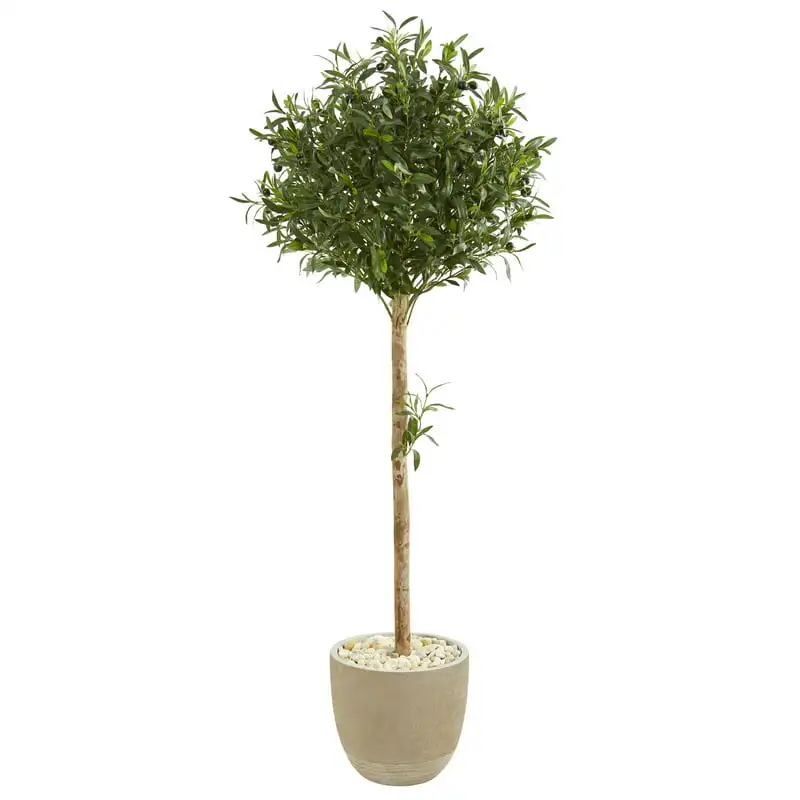 

Olive Topiary Artificial Tree in Sand Planter