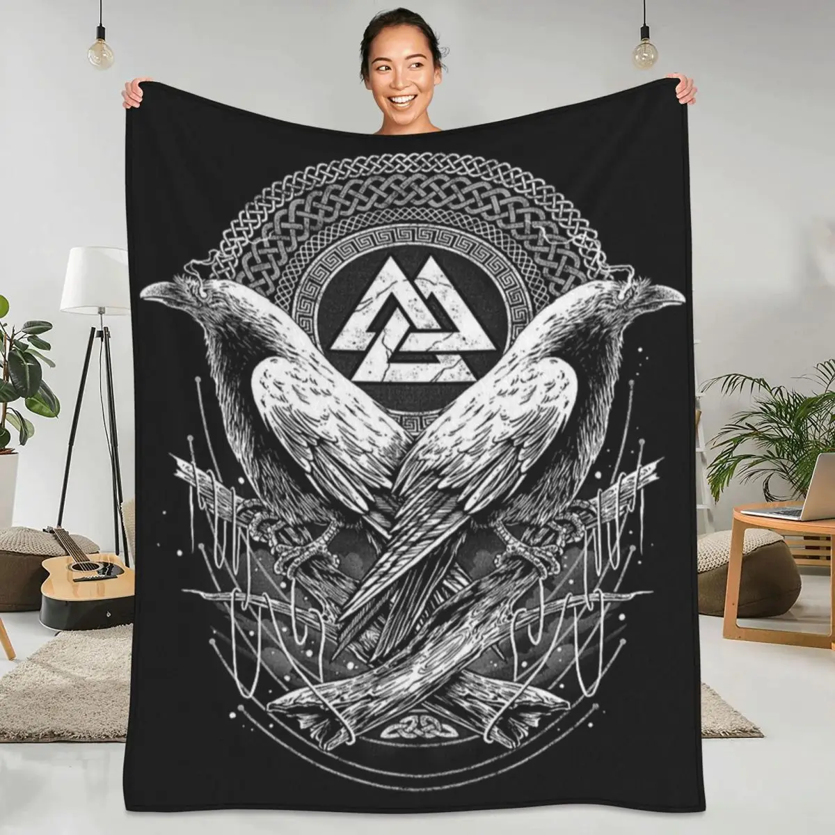 Мягкое теплое одеяло Vikinged Odins Valhallaed Valknut загадочное плюшевое постельное белье для