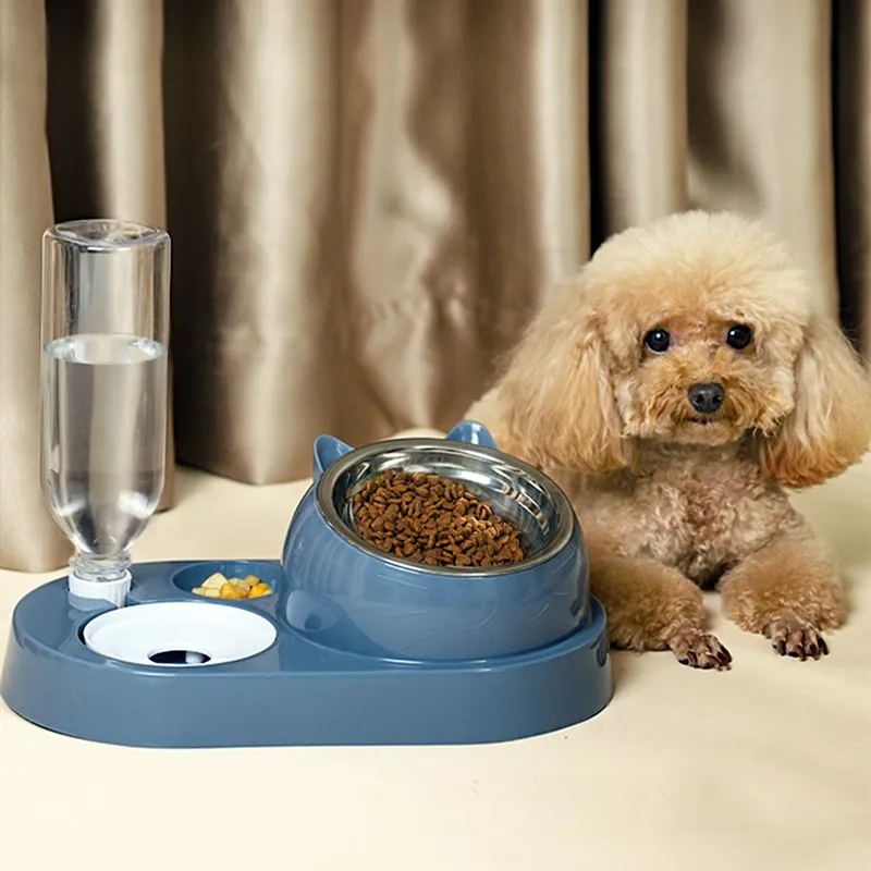 

Protect Food Dispenser Spine Glass The Double Automatic Basin Stainless Bottle Steel Dog Mouth Water Pet Cat Bowl Bowl Supplies