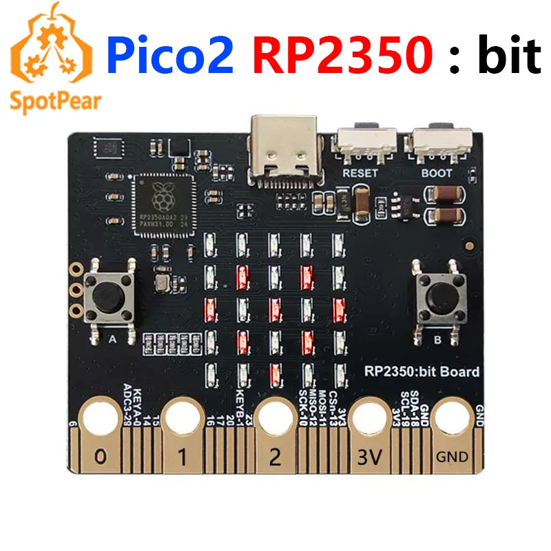 Битовая плата Raspberry Pi Pico 2 RP2350. Размер и высокий порт. Совместима с BBC Micro:bit.