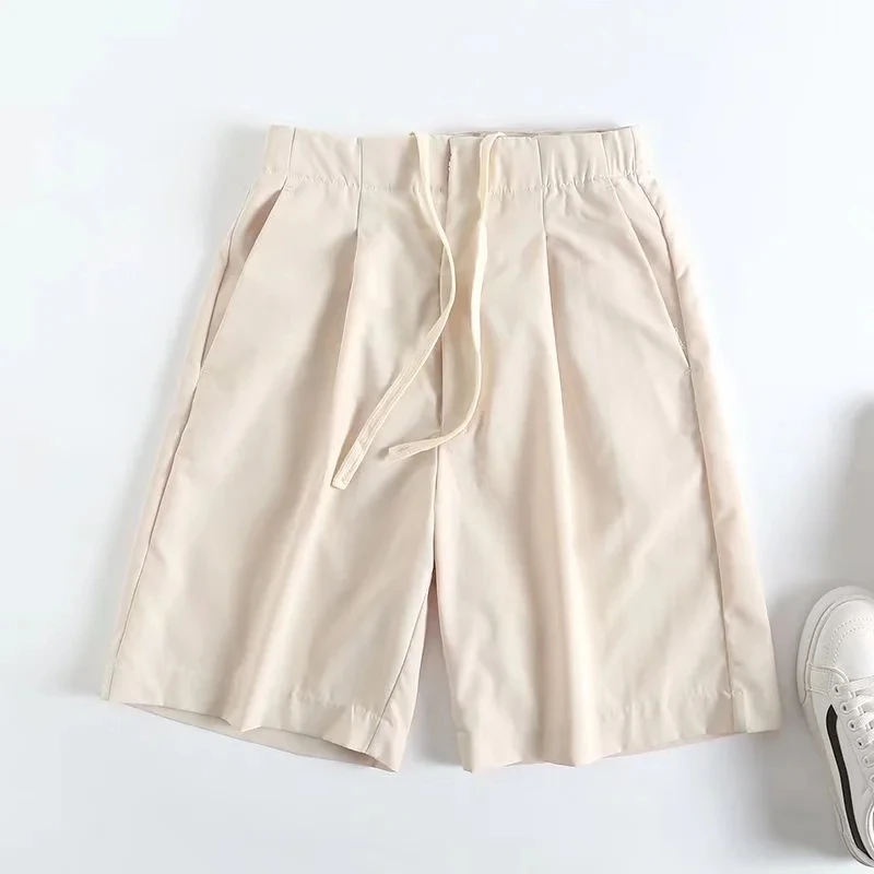 Maxdutti Japanese Style Fashion Simple High Waist Harem Quick Drying Loose Bermuda Casual Shorts Women