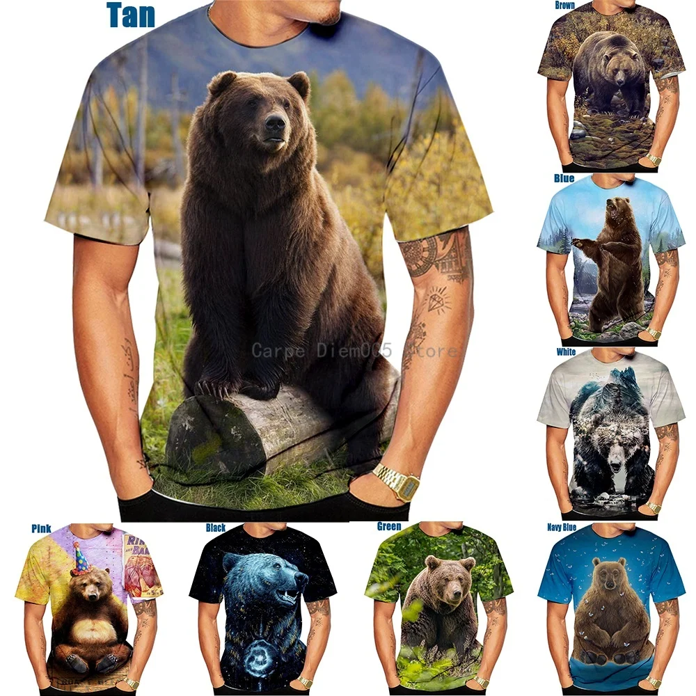 

Forest bear 3D T-shirt fashion personality casual new summer round neck men's T-shirt funny 3d printing T-shirt