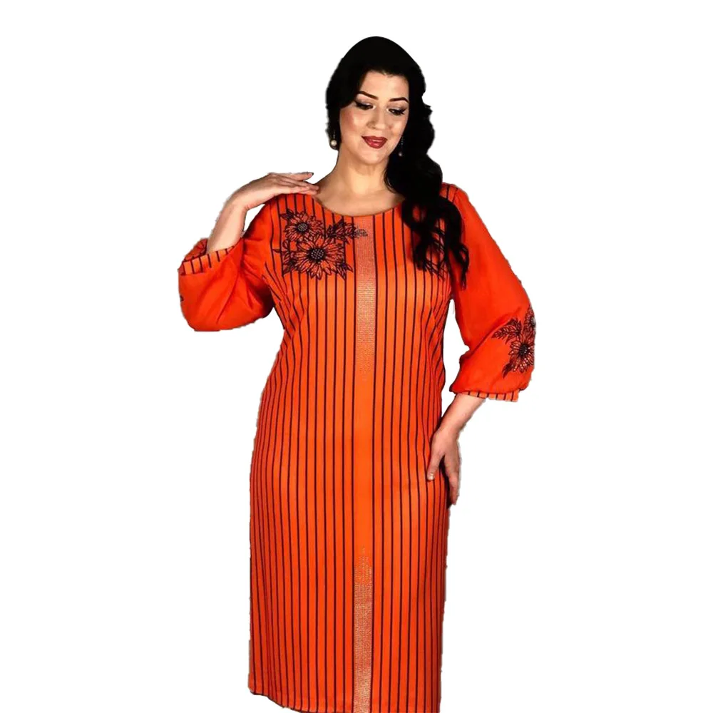 

African Dresses for Women Spring Autumn Africa Clothing 3/4 Sleeve Dress Sexy O-Neck Office Lady Party Dress African Clothes