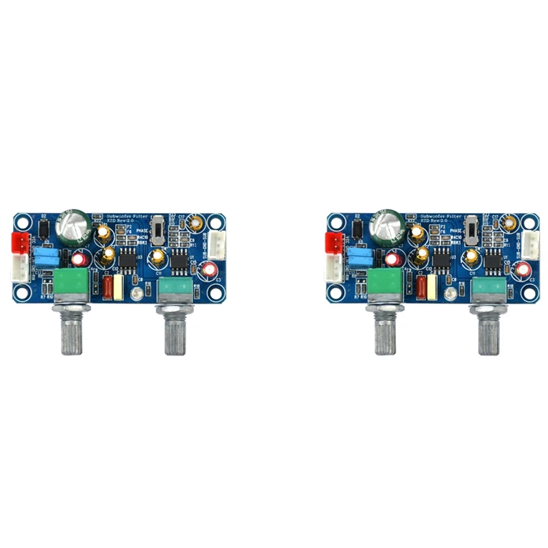 

2X Low Pass Filter Bass Subwoofer Preamp Amplifier Board Single Power DC 9-32V Preamplifier With Bass Volume Adjustment