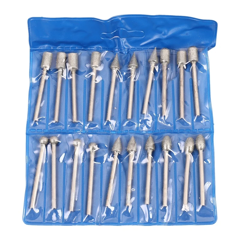 

20Pcs 3Mm Shank Diamond Grinding Burr Drill Bits Sets Kits For Rotary Tools