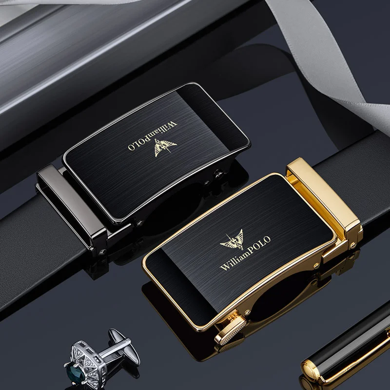 VANNANBA Genuine Leather Belts for Men Automatic Ratchet Fashion Designer with Gift Box