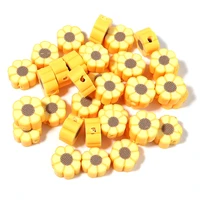 50pcs 10mm yellow sunflower flower polymer clay beads loose spacer beads for jewelry making diy bracelet necklace accessories