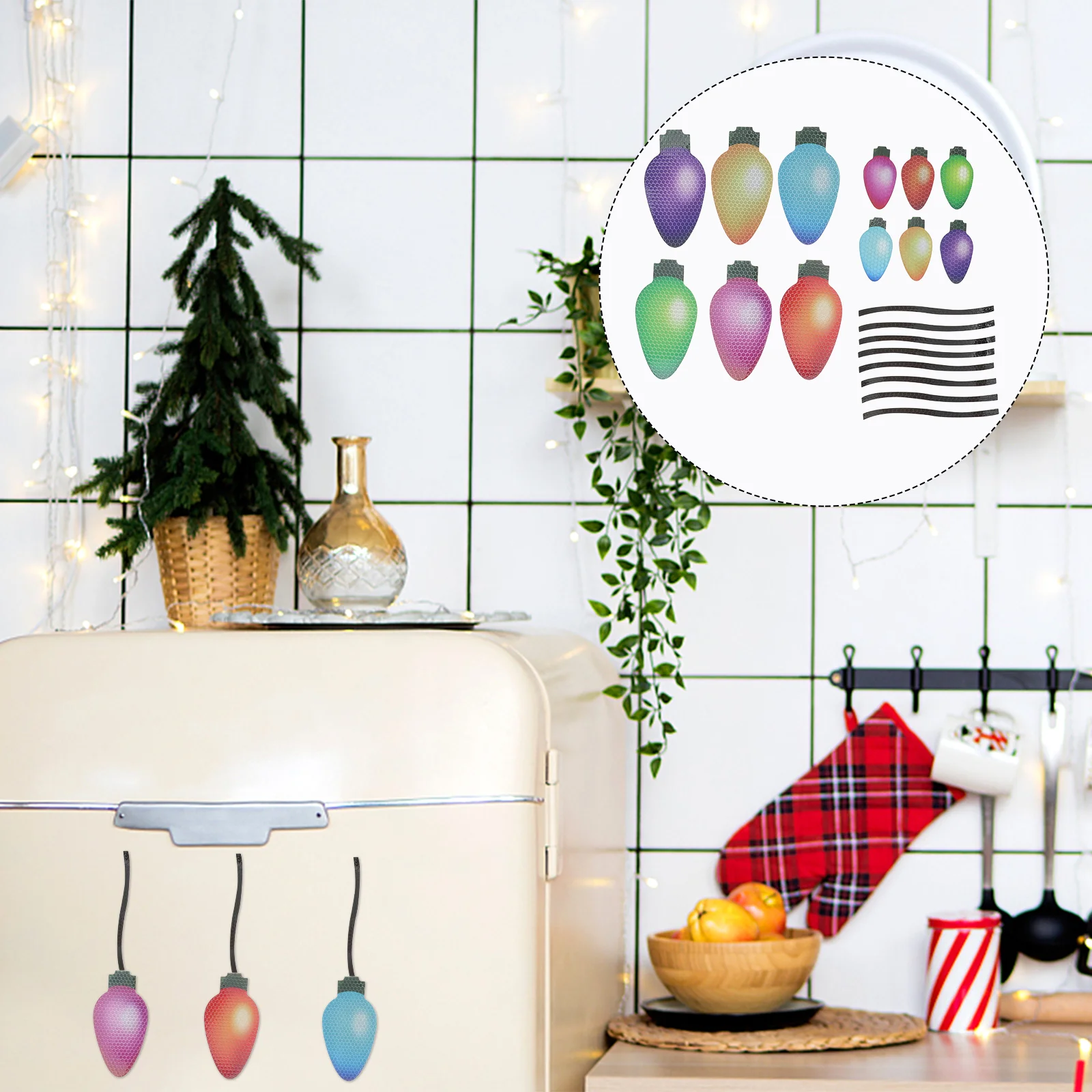 

Christmas Lights Bulb Wires Magnets Decor Refrigerator Decorations Car Rabbit Stickers