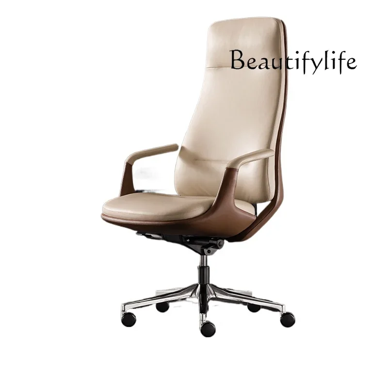 Итальянское легкое роскошное офисное кресло босса кожаное классное с откидной