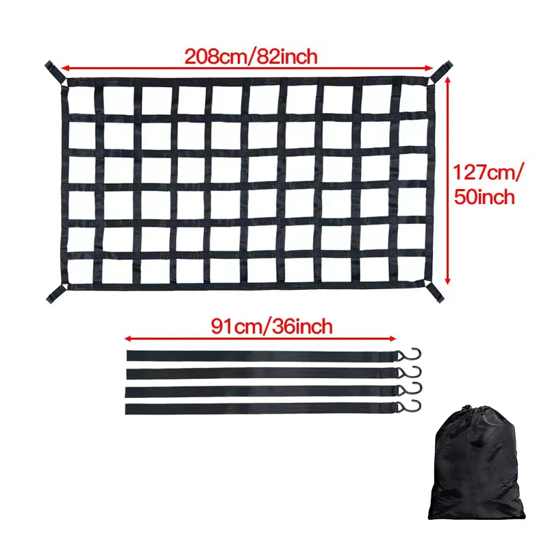 

Сетка для багажника автомобиля на крышу телефона, тяжелая грузовая сеть, грузовик, прицеп, выдвижная сетка для выкидного ящика, багажные сетки с 4 неподвижными ремнями