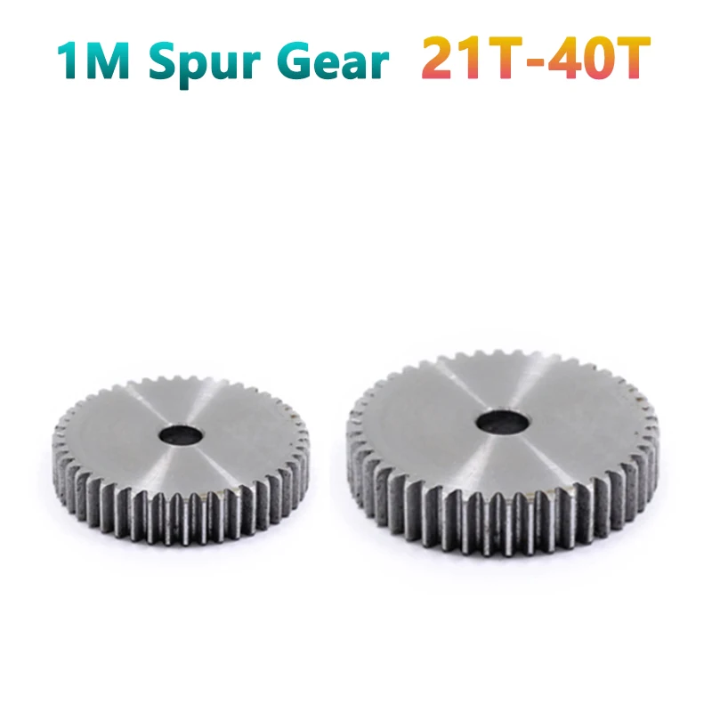 

1pc 1M 21T-40T Pinion Spur Gear 1 Mod Cylindrical Flat Gear 21 22 23 24 25 26 27 29 29 30 31 32 33 34 35 36-40 Teeth 45# Steel