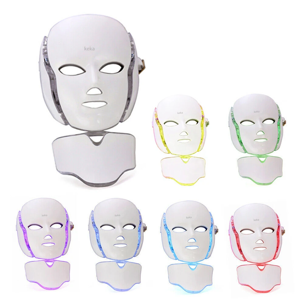 

LED 마스크 7칼러 파장 얼굴+목 홈케어 피부관리기 미세전류