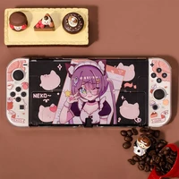 ns switch oled protective case pc crystal hard cover cafe girl ns oled game console case for nintendo switch oled accessories
