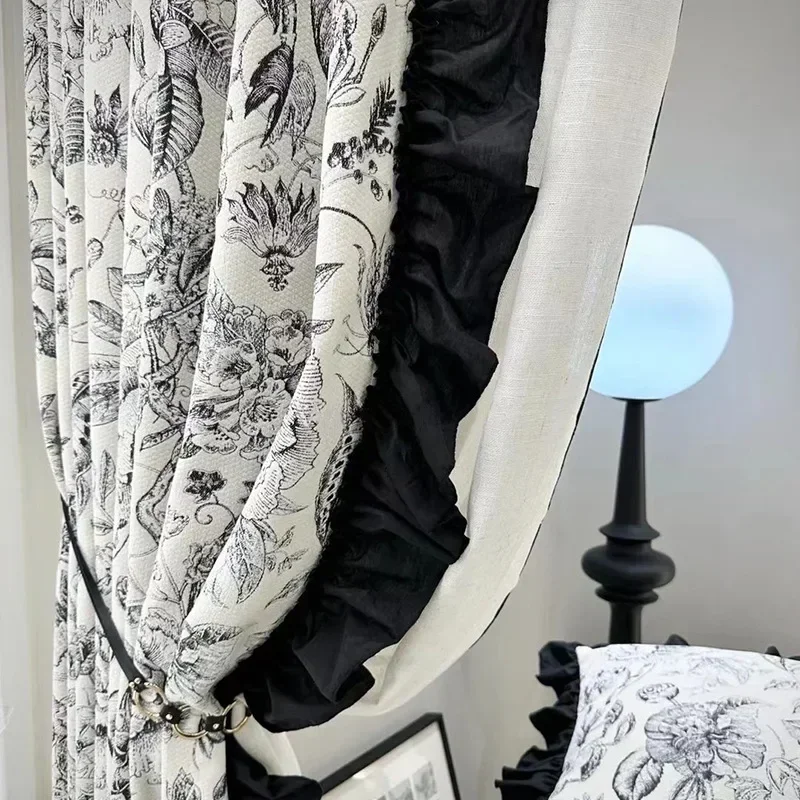 Французские плотные шторы из полиэстера синего цвета