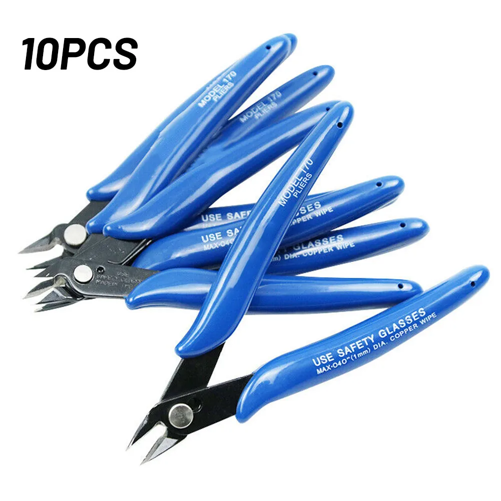 

10 Pack 170 Flush Wire Cutter Blue Diagonal Cutting Pliers Non-slip Rubber Handle Side Cutter Nippers Hand Tools