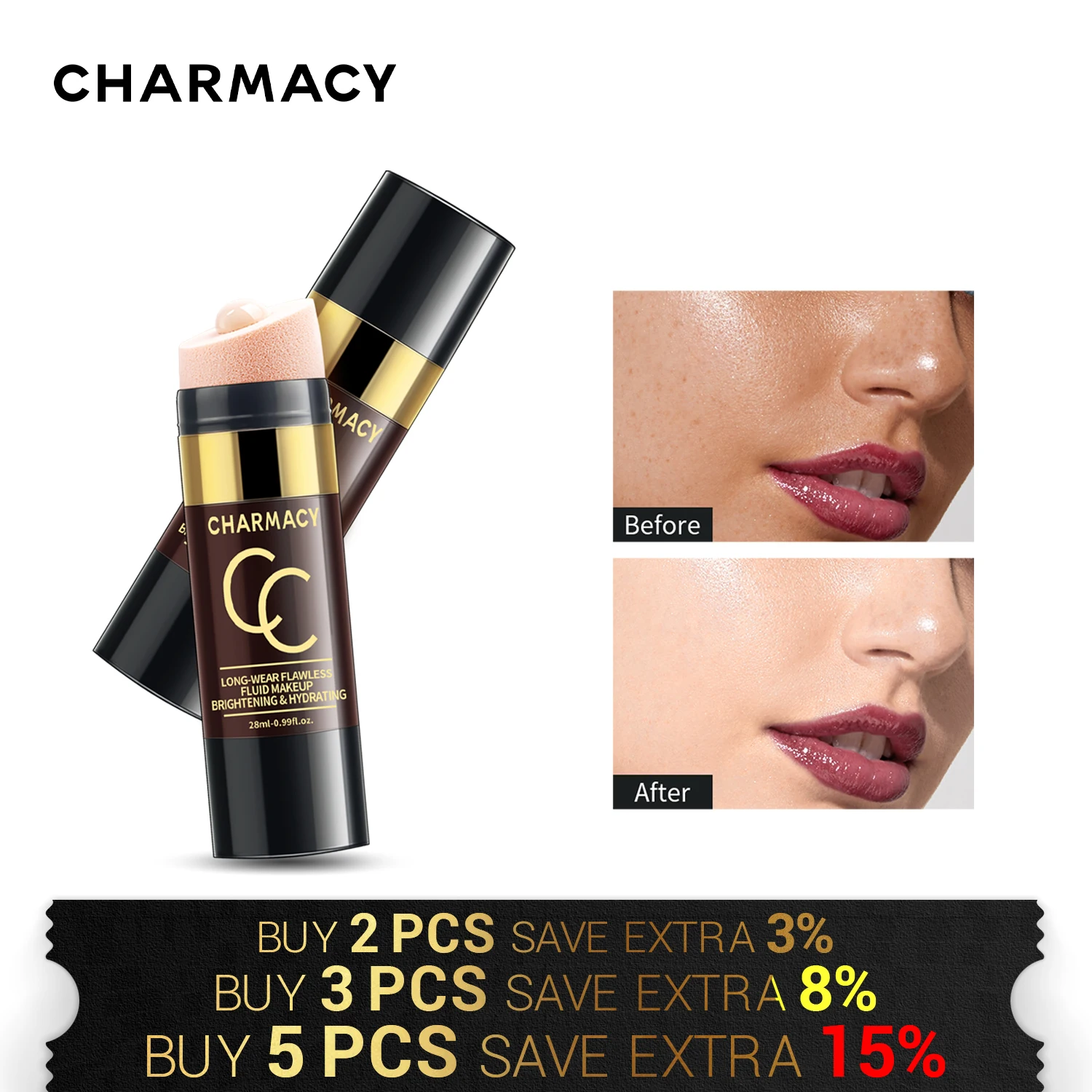 CHARMACY Жидкая основа для лица контроль жирности увлажняющая губка консилер головы