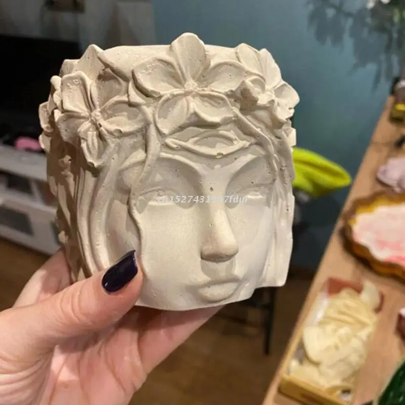 

Beautifull 3D Girl Head Flowerpot UV Epoxy Mold Succulents Vase Planter Concrete Plaster Resin Silicone Mould DIY Crafts