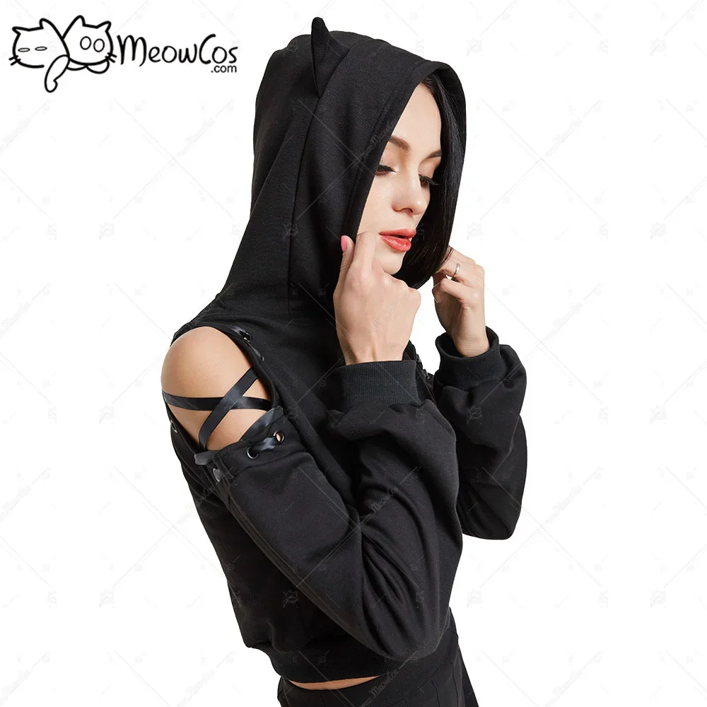 Meowcos сексуальная милая готическая темная стильная плюшевая толстовка с