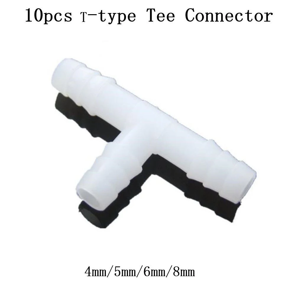 

10PCS 4~8mm T-type Tee Joint White T Connector PE Aquarium Adapter Air Pump Hose Connector Silicone Tube Air Pipe Accessories