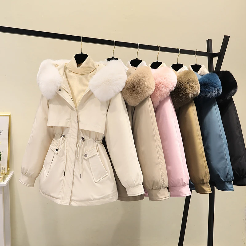 Winter Jacket Women 2023 Warm Thick Down Cotton Parka Mujer Casual Wool Liner  Overcoat Hooded Winter Coat Female Clothing